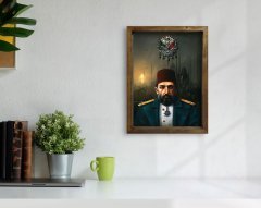 BK Home Sultan II Abdülhamid Han Tasarımlı Doğal Masif Ahşap Çerçeveli Tablo-3
