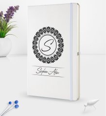 Kişiye Özel İsimli Beyaz Termo Deri Defter 16x24cm Model 2