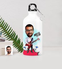 Kişiye Özel Bay Gitarist Karikatürlü Metal Suluk (500 ml.) - 2