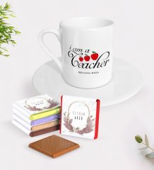 Kişiye Özel Sınıf Öğretmeni Türk Kahvesi Fincanı ve Çikolata Hediye Seti-6