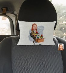 Kişiye Özel Kadın Öğretmen Karikatürlü Dikdörtgen Araç Koltuk Yastığı-4