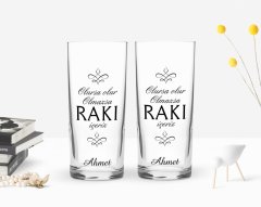 Kişiye Özel Renkli Baskılı Olursa Olur Tasarımlı İkili Rakı Bardağı Seti-1