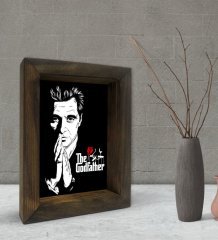 BK Gift Baba Godfather Tasarımlı Dekoratif Doğal Masif Ahşap Çerçeve 15x20cm-1