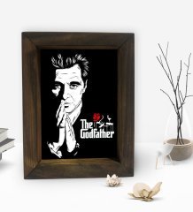 BK Gift Baba Godfather Tasarımlı Dekoratif Doğal Masif Ahşap Çerçeve 15x20cm-1