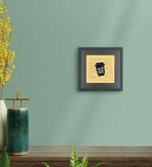 BK Gift Coffee Tasarımlı Ahşap Çerçeveli Taş Duvar Dekoru-1