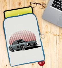 BK Gift Klasik Araç Tasarımlı Taşınabilir Koruyucu Tablet Kılıfı & Organizer Çanta - Mavi-9