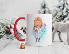 Bk Gift Kişiye Özel Mezun Karikatürlü Kırmızı Kupa Bardak-3, Sevgiliye Hediye, Arkadaşa Hediye