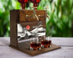 BK Gift Kişiye Özel Kabartma Manzara Tasarımlı İsimli Çift Musluklu Doğal Ahşap İçki Standı-31, İçki Standı, Doğum Günü Hediyesi, Ev Hediyesi