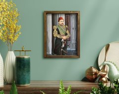BK Home Sultan II Abdülhamid Han Tasarımlı Doğal Masif Ahşap Çerçeveli Tablo-1