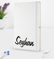 Kişiye Özel El Yazısı Tasarımlı Beyaz Termo Deri Defter 16x24cm Model 2