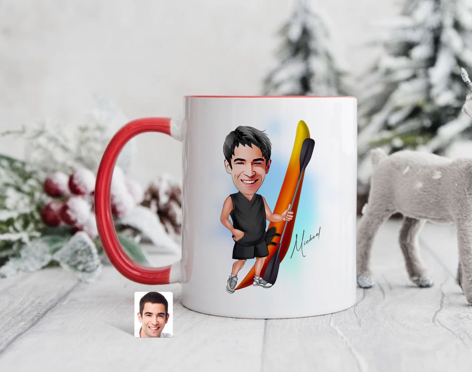 Bk Gift Kişiye Özel Kano Karikatürlü Kırmızı Kupa Bardak-1, Sevgiliye Hediye, Arkadaşa Hediye