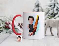 Bk Gift Kişiye Özel Kano Karikatürlü Kırmızı Kupa Bardak-1, Sevgiliye Hediye, Arkadaşa Hediye