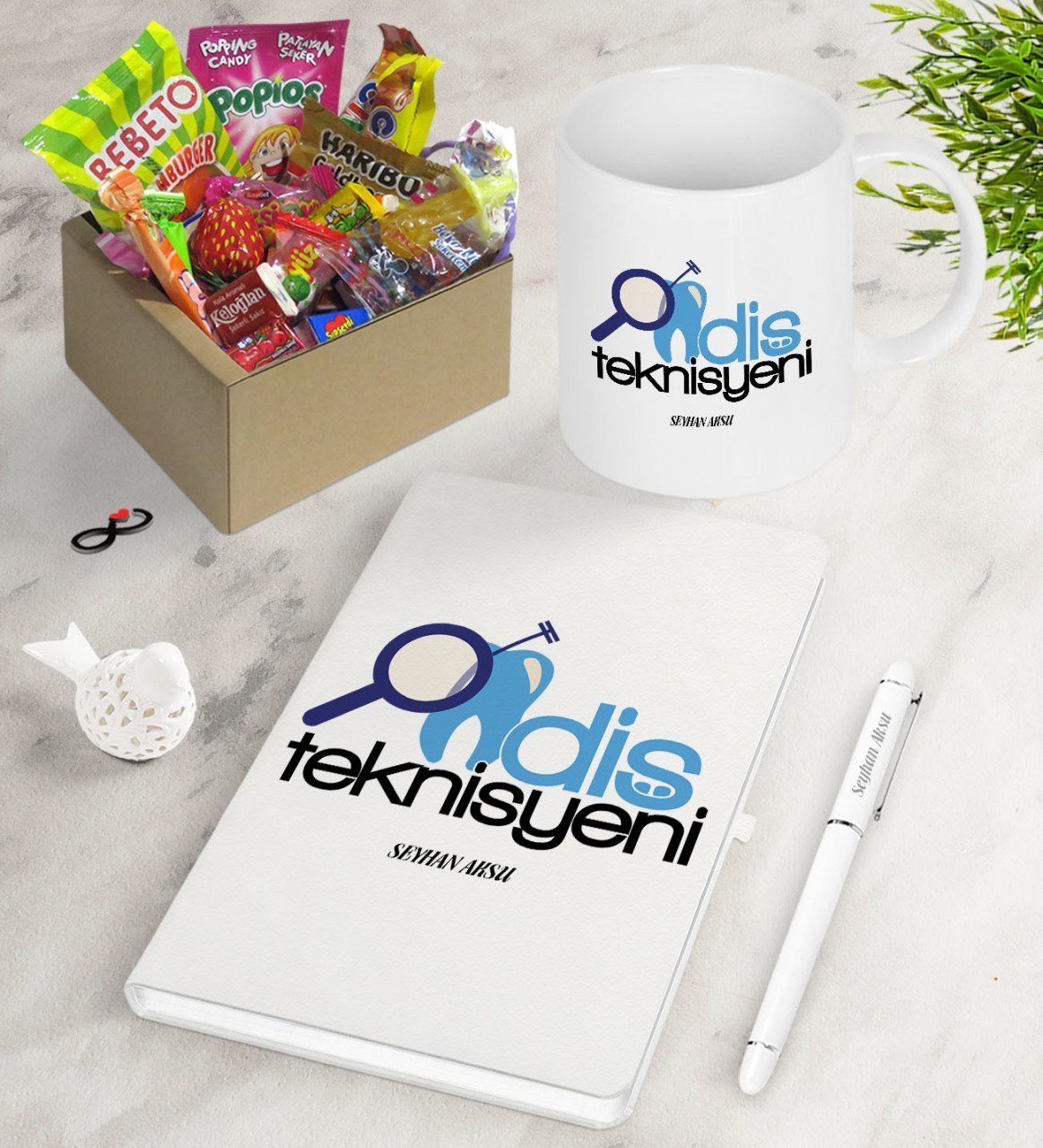 Kişiye Özel Diş Teknisyeni Nostaljik Lezzetler Defter Kalem Kupa Hediye Seti