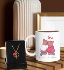 BK Gift Kişiye Özel Kupa ve Zirkon Taşlı Aşk Çiçeği Kalp Kolye-4, Sevgiliye Hediye, Doğum Günü Hediyesi, Yıl Dönümü Hediyesi