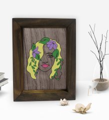 BK Gift Woman Line Tasarımlı Dekoratif Doğal Masif Ahşap Çerçeve 15x20cm-7