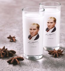 Kişiye Özel Renkli Baskılı Atatürk Temalı İkili Rakı Bardağı Seti-12