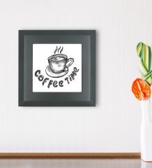BK Gift Coffee Time Tasarımlı Ahşap Çerçeveli Taş Duvar Dekoru-1