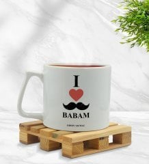 Kişiye Özel Babamı Seviyorum Tasarımlı Middle Beyaz Kupa Bardak Model 1
