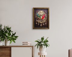 BK Home Osmanlı Arması Tasarımlı Doğal Masif Ahşap Çerçeveli Tablo-4