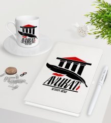 Kişiye Özel Avukat Beyaz Defter Kalem Türk Kahvesi Fincanı Seti-3
