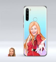 Kişiye Özel Bayan Karikatürlü Xiaomi Redmi Note 8 İnce Şeffaf Silikon Telefon Kapağı-34