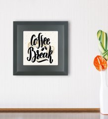 BK Gift Coffee Break Tasarımlı Ahşap Çerçeveli Taş Duvar Dekoru-1