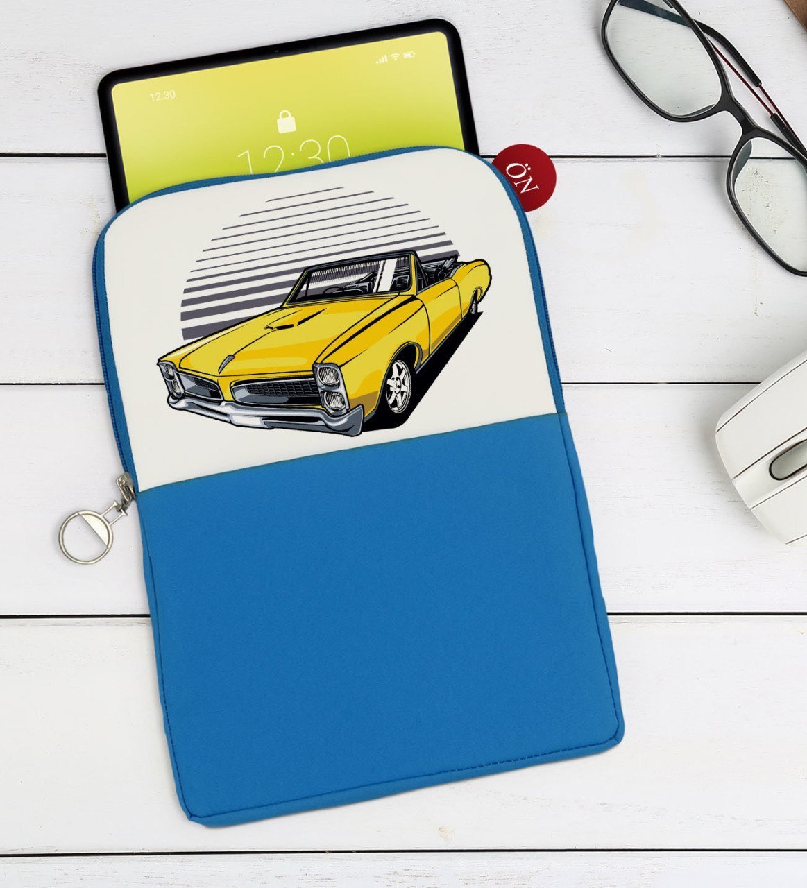 BK Gift Klasik Araç Tasarımlı Taşınabilir Koruyucu Tablet Kılıfı & Organizer Çanta - Mavi-5