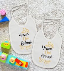 BK Kids Yesun Oni Annesi ve Babasi Tasarımlı 2’li Beyaz Mama Önlüğü-1