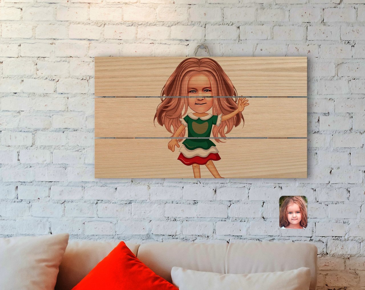 Kişiye Özel Kız Çocuk Karikatürlü Otantik Ahşap Palet Tablo-18