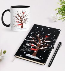 Kişiye Özel Yılbaşı Mutlu Yıllar Siyah Defter Kalem ve Kupa Seti-25