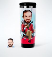 Kişiye Özel Bay Patron Karikatürlü Çelik Termos Bardak - 2