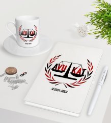 Kişiye Özel Avukat Beyaz Defter Kalem Türk Kahvesi Fincanı Seti-2