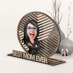 BK Gift Kişiye Özel 3 Katmanlı Anne Karikatürlü Ahşap Biblo-19 Anneye Hediye, Anneler Günü Hediyeleri