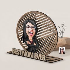 BK Gift Kişiye Özel 3 Katmanlı Anne Karikatürlü Ahşap Biblo-19 Anneye Hediye, Anneler Günü Hediyeleri