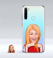 Kişiye Özel Bayan Karikatürlü Xiaomi Redmi Note 8 İnce Şeffaf Silikon Telefon Kapağı-33