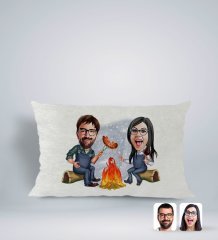 Kişiye Özel Sevgililer Karikatürlü Dikdörtgen Araç Koltuk Yastığı-95