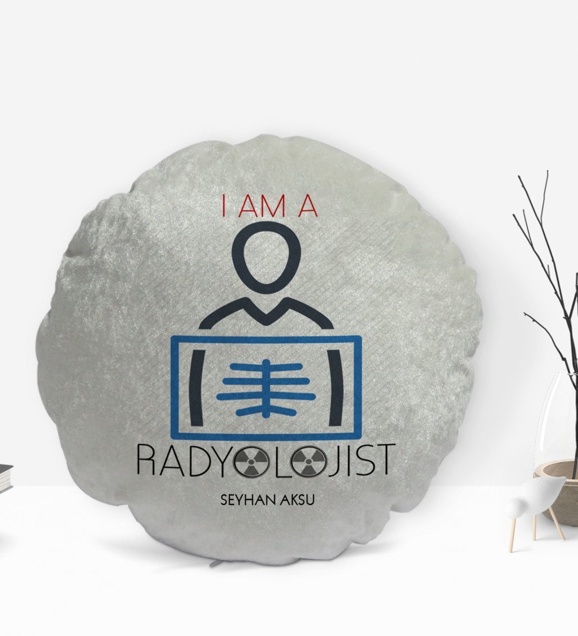 Kişiye Özel İsimli Radyolojist Tasarımlı Dekoratif Kırlent Yastık-1