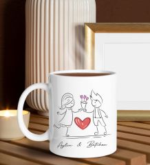 BK Gift Kişiye Özel Kupa ve Zirkon Taşlı Aşk Çiçeği Kalp Kolye-1, Sevgiliye Hediye, Doğum Günü Hediyesi, Yıl Dönümü Hediyesi
