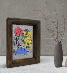BK Gift Woman Line Tasarımlı Dekoratif Doğal Masif Ahşap Çerçeve 15x20cm-4
