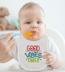 BK Kids Good Vibes Only Tasarımlı Bebek Body Zıbın ve Mama Önlüğü Hediye Seti - Model 1