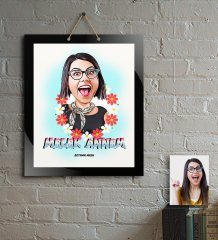 Kişiye Özel Melek Annem Karikatür Ahşap Tablo