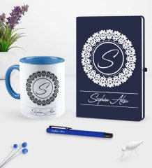 Kişiye Özel İsimli Lacivert Defter Kalem Kupa Seti - 2