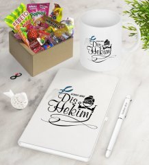 Kişiye Özel Diş Hekimi Nostaljik Lezzetler Defter Kalem Kupa Hediye Seti-2
