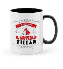 Kişiye Özel Mutlu Yıllar Siyah Kupa Bardak - 6