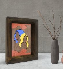 BK Gift Woman Line Tasarımlı Dekoratif Doğal Masif Ahşap Çerçeve 15x20cm-3