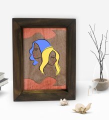 BK Gift Woman Line Tasarımlı Dekoratif Doğal Masif Ahşap Çerçeve 15x20cm-3
