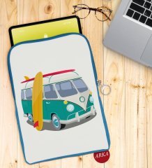 BK Gift Klasik Araç Tasarımlı Taşınabilir Koruyucu Tablet Kılıfı & Organizer Çanta - Mavi-3