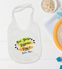 BK Kids Kişiye Özel Beni Yavaşça Teyzeme Verin Tasarımlı Bebek Mama Önlüğü - Model 1