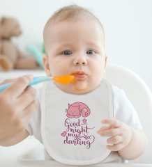 BK Kids Good Night My Darling Tasarımlı Bebek Body Zıbın ve Mama Önlüğü Hediye Seti - Model 1