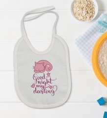 BK Kids Good Night My Darling Tasarımlı Bebek Body Zıbın ve Mama Önlüğü Hediye Seti - Model 1